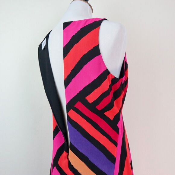 Cabi Size S Fete Dress Vibrant Multicolor Striped Chiffon Fit & Flare - Picture 7 of 12